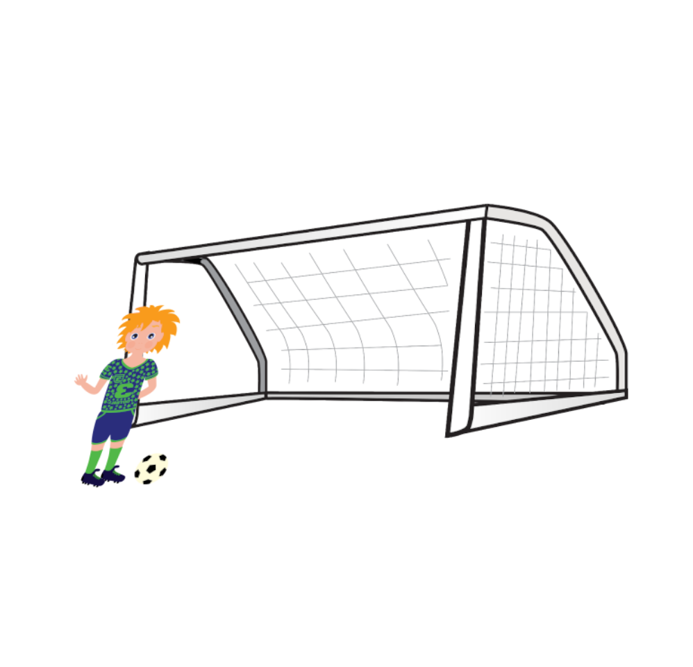Kind steht dicht vor Fußballtor